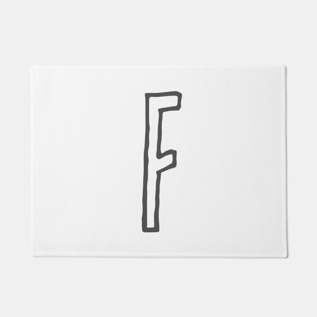 Grey & White Initial Letter Monogrammed Plain Doormat (Front)