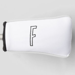 Grey & White Initial Letter Monogrammed Plain Golf Head Cover