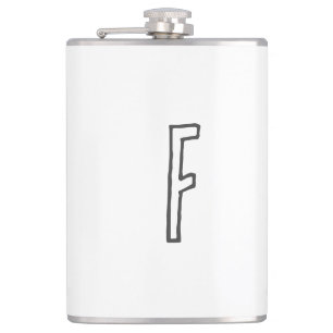 Grey & White Initial Letter Monogrammed Plain Hip Flask