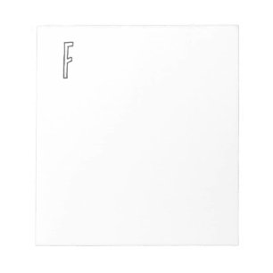Grey & White Initial Letter Monogrammed Plain Notepad