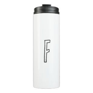 Grey & White Initial Letter Monogrammed Plain Thermal Tumbler