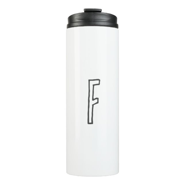 Grey & White Initial Letter Monogrammed Plain Thermal Tumbler (Front)