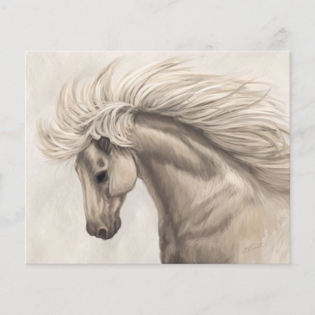 Grey White Ivory Horse Wild Mane (Front)