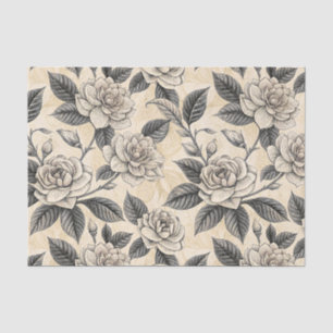 Grey White Magnolia Porcelain Botanical Tissue Paper