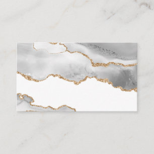 Grey White Marble Agate Refined Golden Glitter Business Card