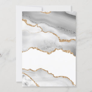 Grey White Marble Agate Refined Golden Glitter Invitation