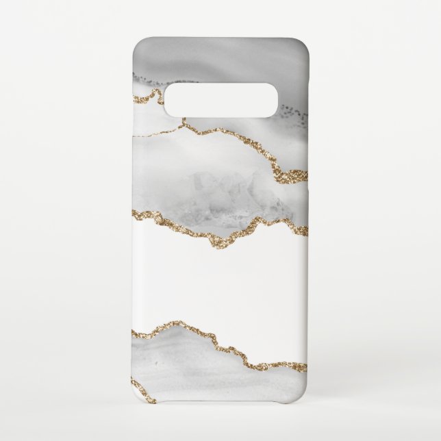 Grey White Marble Agate Refined Golden Glitter Samsung Galaxy Case (Back)