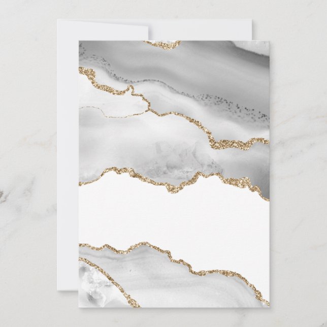 Grey White Marble Agate Refined Golden Glitter Thank You Card (Front)