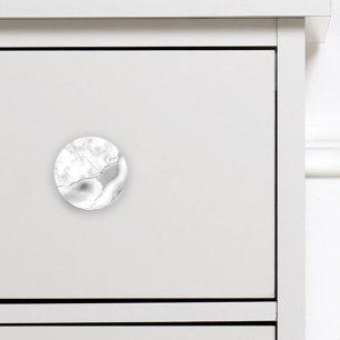 Grey White Marble Agate Silver Glitter Ceramic Knob