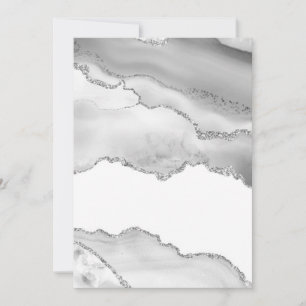 Grey White Marble Agate Simple Silver Glitter Thank You Card