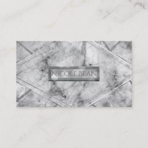 Grey & White Marble Glam Chic Elegant Style Business Card