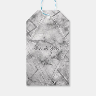 Grey & White Marble Glam Wedding Favour Gift Tags