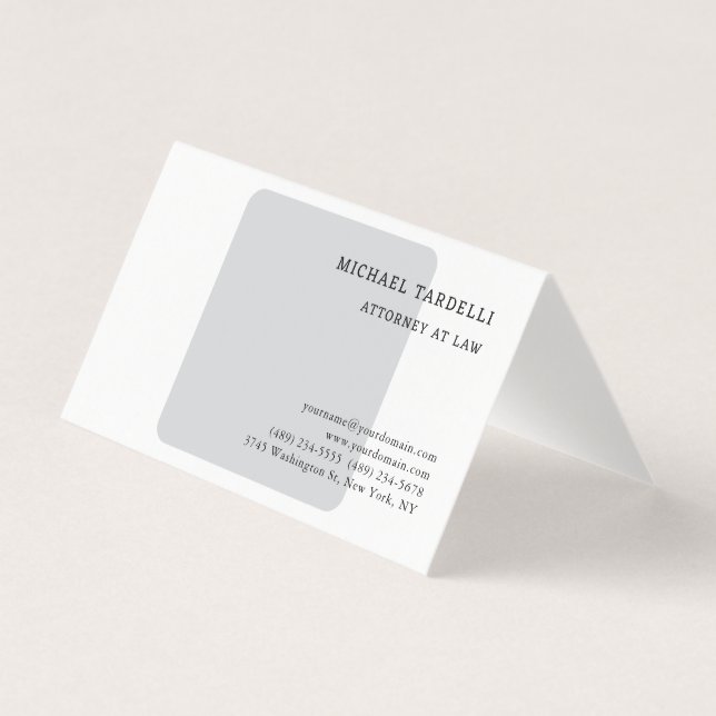 Grey White Minimalist Classical Professional Business Card (Front)