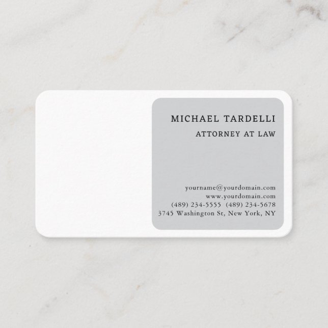 Grey White Minimalist Classical Professional Business Card (Front)