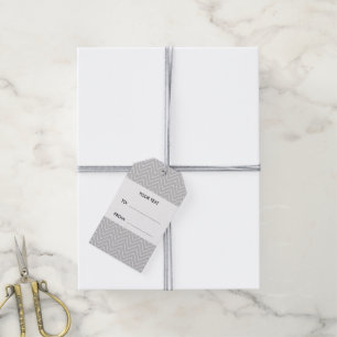 Grey & White Modern Chevron Custom Monogram Gift Tags