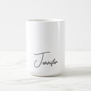 Grey White Modern Minimalist Handwriting Name Coffee Mug