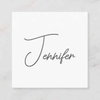 Grey White Modern Minimalist Handwriting Name Enclosure Card