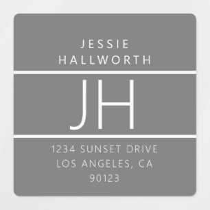 Grey & White Modern Monogrammed Waterproof