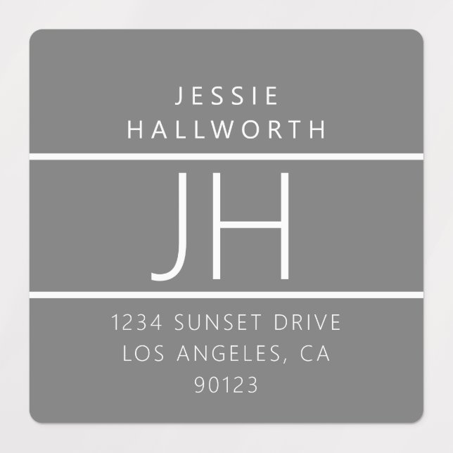 Grey & White Modern Monogrammed Waterproof (Design 1)