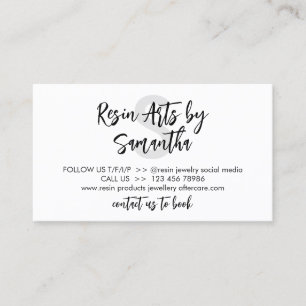 Grey White Modern Resin Product Care Instructions Business Card