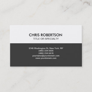 Grey White Modern Simple Plain Business Card