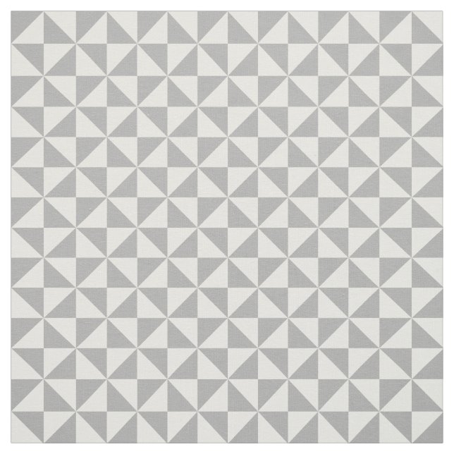 Grey White Modern Triangles Pattern Fabric (Swatch)