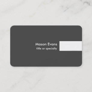 Grey White Modern Unique Plain Trendy Professional Business Card