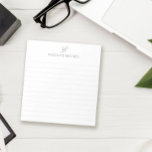 Grey & White Monogram Lined Notepad<br><div class="desc">Monogrammed notepad in white with your initial and name in pencil grey. An elegant lined notepad personalised with your monogram in a simple design.</div>