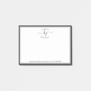 Grey White Monogram Script From The Desk Of Post- Post-it Notes