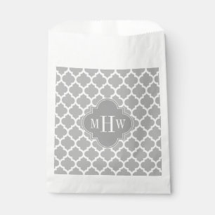 Grey White Moroccan #5 Dk Grey 3 Initial Monogram Favour Bags
