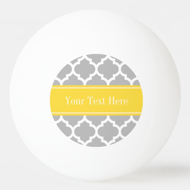 Grey White Moroccan #5 Pineapple Name Monogram Ping Pong Ball (Front)