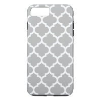 Grey White Moroccan Quatrefoil Pattern #5 V