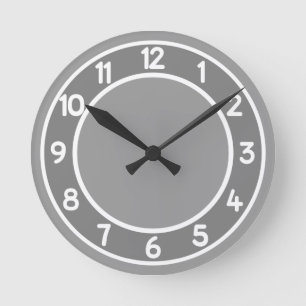 Grey & White on Any Colour Background wall clock
