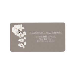 Grey White Orchid Elegant Wedding Label