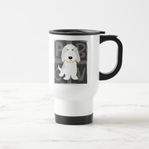 Grey & White PBGV Travel Mug