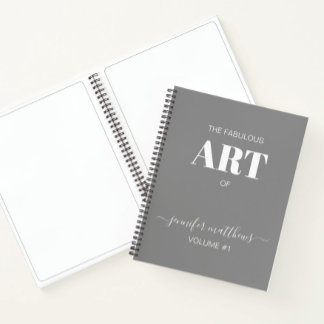 Grey White Personalised Sketchbook Your Name Notebook