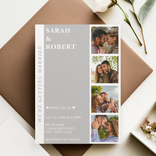 Grey & White Photo Booth Collage Wedding Invitation