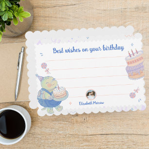 Grey & White Photo Greeting Note Card for Kids