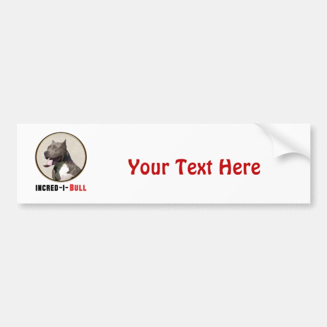 Grey & White Pitbull Incred-i-Bull Bumper Sticker (Front)