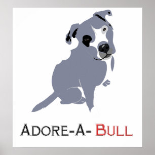 Grey & White Pittie Puppy  Adore-a-Bull Poster