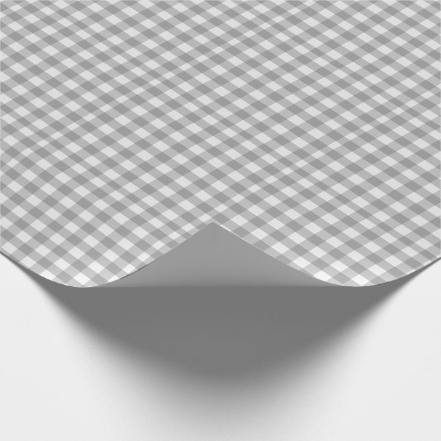Grey White Plaid Gingham Country Farmhouse Simple Wrapping Paper (Corner)