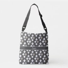 Grey & White Plus Personalise Crossbody Bag