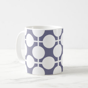 grey white polka dot and check pattern coffee mug