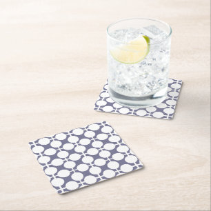 grey white polka dot and check pattern square paper coaster