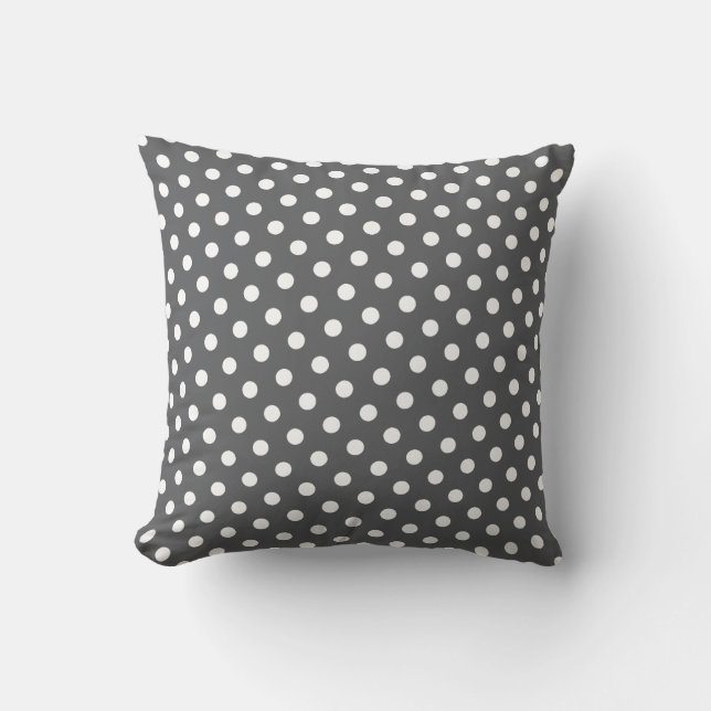 Grey & White Polka Dot Pattern Throw Pillows (Front)