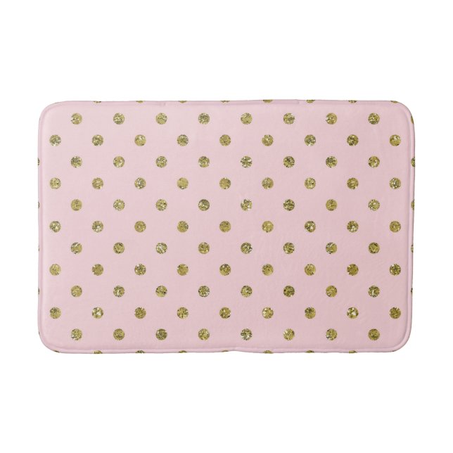 Grey & White Polka Dots Minimal Chic Classy Cute Bath Mat (Front)