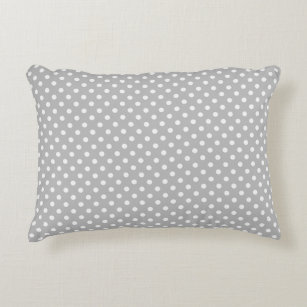 Grey White Polka Dots Pattern Decorative Cushion