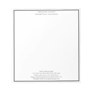Grey White Professional Business Personalised Notepad