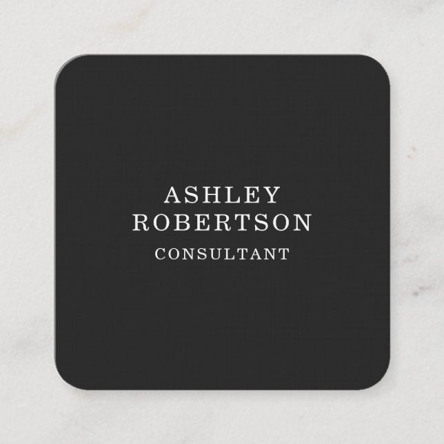 Grey White Professional Stylish Trendy Minimalist Square Business Card (Front)
