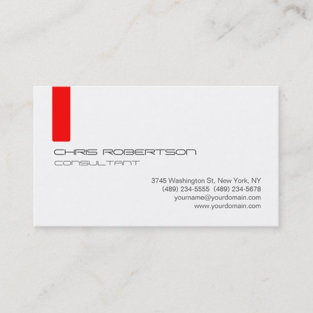 Grey White Red Attractive Business Card (Front)